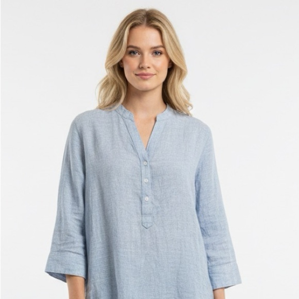 Camixa by Celina de Pisa Light Blue Women's Top linen fabric size large